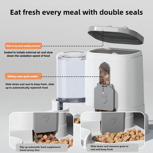 automatic Pet Bowl with Water Fountain – 2-in-1 Design