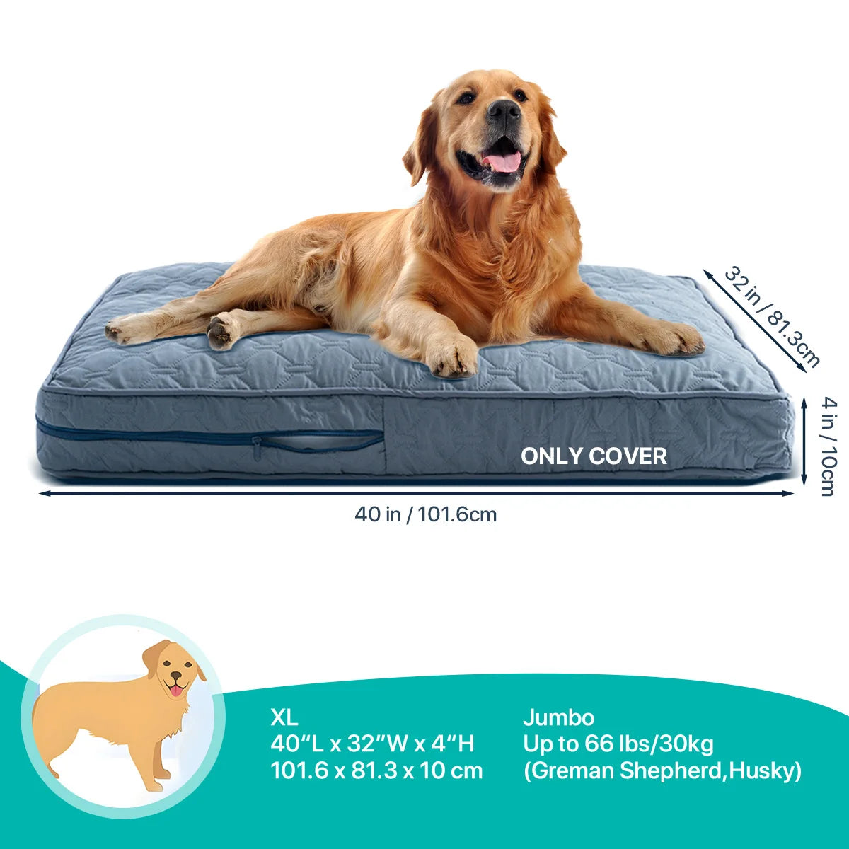 Orthopedic Quilted Dog Bed Cover