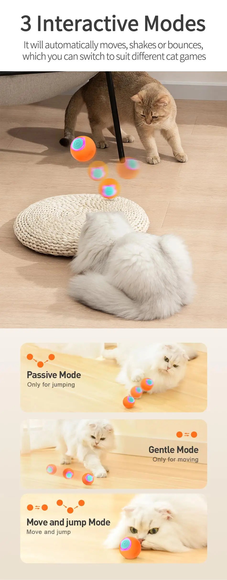 Smart Rolling Cat Toy Ball – Interactive Bouncing Fun